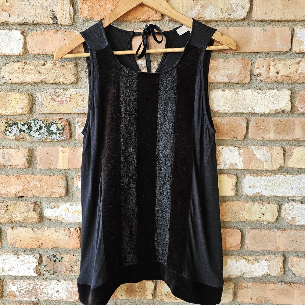 LOFT Velvet and Lace Detail Tie-Back Sleeveless Tank
